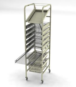 chariot de transport / pour instruments / avec étagère / à structure ouverte