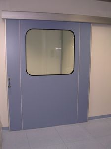 porte coulissante / de salle blanche / pour l'industrie pharmaceutique / automatique