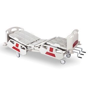 lit d'hôpital / manuel / à hauteur réglable / avec système de verrouillage des roues
