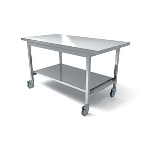 table de conditionnement d'instruments médicaux / rectangulaire / sur roulettes / en acier inoxydable