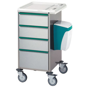 chariot multifonction / avec tiroir / avec porte-déchet / en acier inoxydable