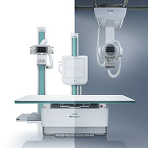 système de radiographie / numérique / pour radiographie polyvalente / avec bras porte-tube plafonnier télescopique