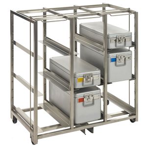 chariot de transport / pour container de stérilisation / à structure ouverte