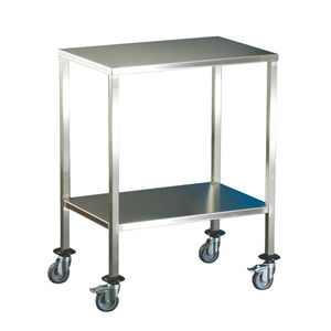 table à instruments 2 étagères / sur roulettes / en acier inoxydable