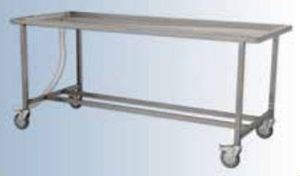 table d'autopsie / rectangulaire / sur roulettes / en acier inoxydable
