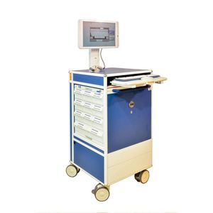 chariot informatique de distribution de médicaments / avec tiroir