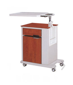 table de chevet avec armoire / sur roulettes / avec table de lit intégrée