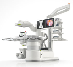 lithotripteur extracorporel / fixé au sol / avec colonne d'endoscopie / avec amplificateur de brillance