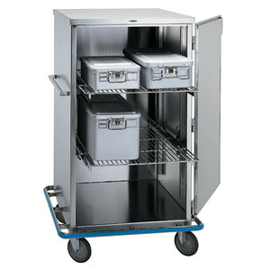 chariot de transport / pour container de stérilisation / avec étagère / avec porte battante
