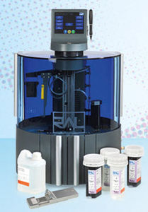 système de préparation d'échantillons pour hématologie / de tissus / automatique / par coloration