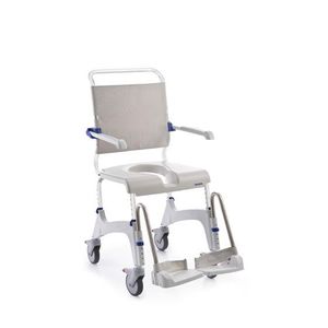 chaise de douche / sur roulettes / avec ouverture hygiénique