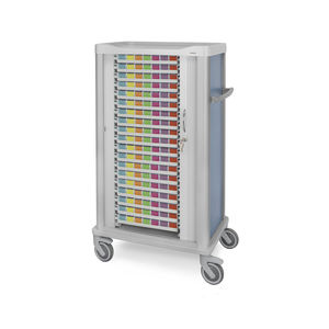 chariot de distribution de médicaments / de transport / pour médicament / avec rideau coulissant