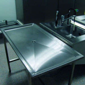 table de dissection / rectangulaire / en acier inoxydable