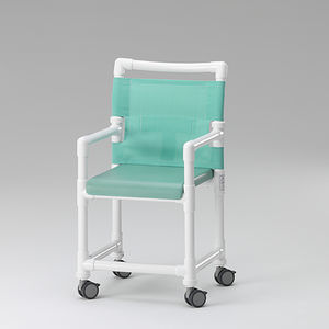 chaise de douche / sur roulettes / avec accoudoirs / avec dossier