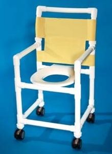 chaise de douche / sur roulettes / avec ouverture hygiénique