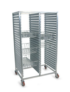 chariot de transport / pour panier de stérilisation / avec étagère / à structure ouverte