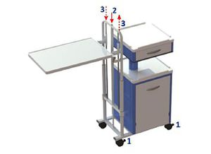 table de chevet sur roulettes / avec table de lit intégrée