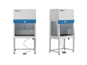 hotte de laboratoire / d'aspiration chimique / sur pied / avec vantail avant coulissant