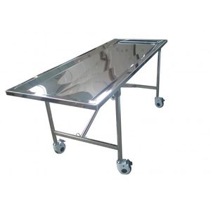 table d'embaumement en acier inoxydable / sur roulettes / pliable