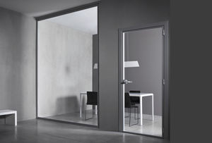 porte battante / pour établissement de santé / en verre / en aluminium