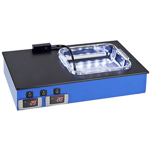 bain-marie pour coupes histologiques / de paillasse / avec plaque chauffante / avec éclairage