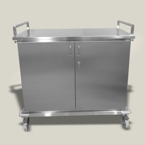 chariot de transport / pour container de stérilisation / 2 portes / en acier inoxydable