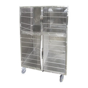 cage vétérinaire pour chiens / 4 compartiments / deux ponts / en acier inoxydable