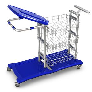 chariot de ménage / à linge sale / poubelle / avec panier