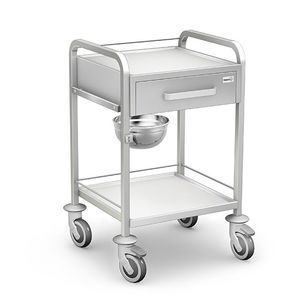 chariot multifonction / pour instruments / avec tige porte-sérum / en acier inoxydable