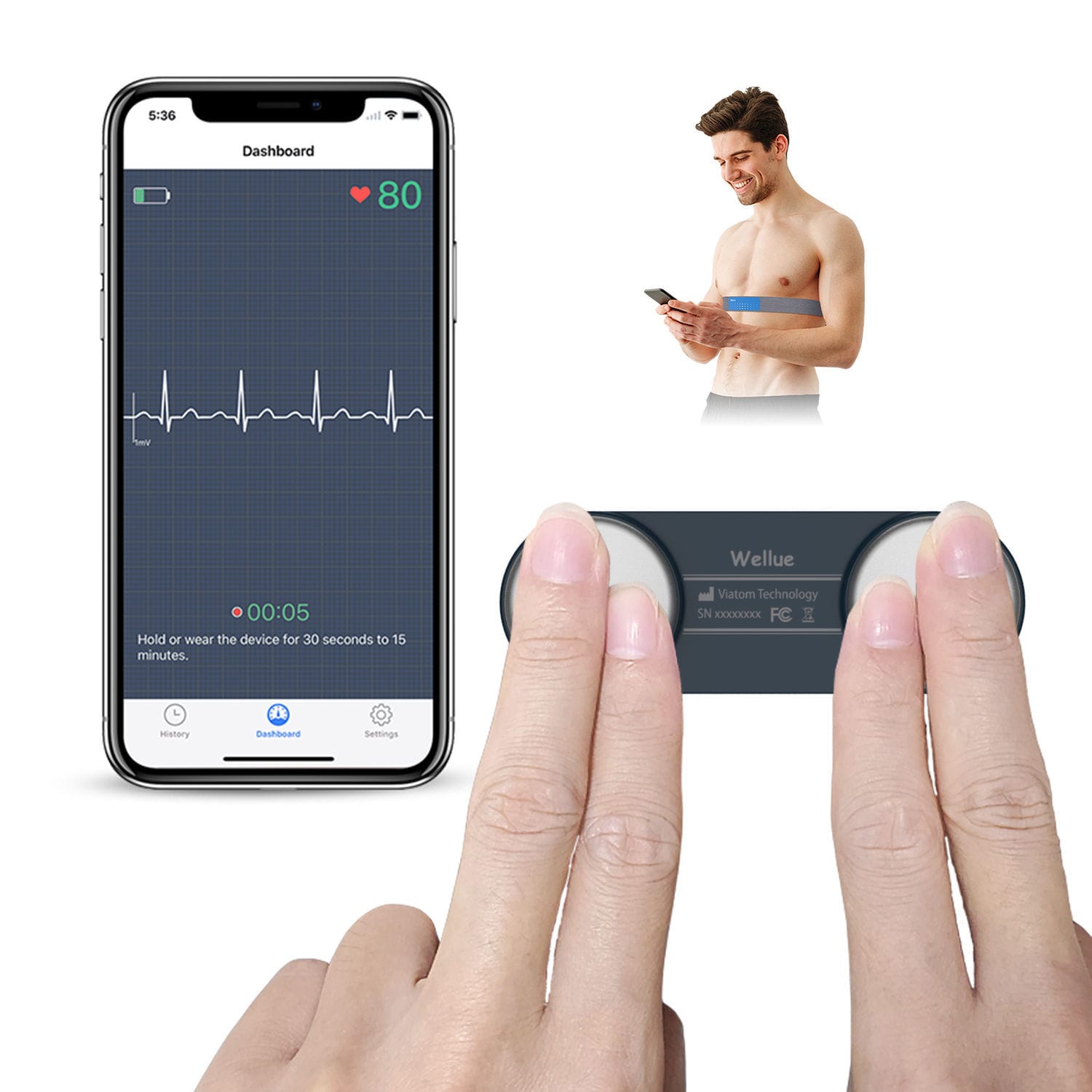 Holter ECG 1 canal DuoEK Viatom by Lepu Bluetooth / USB