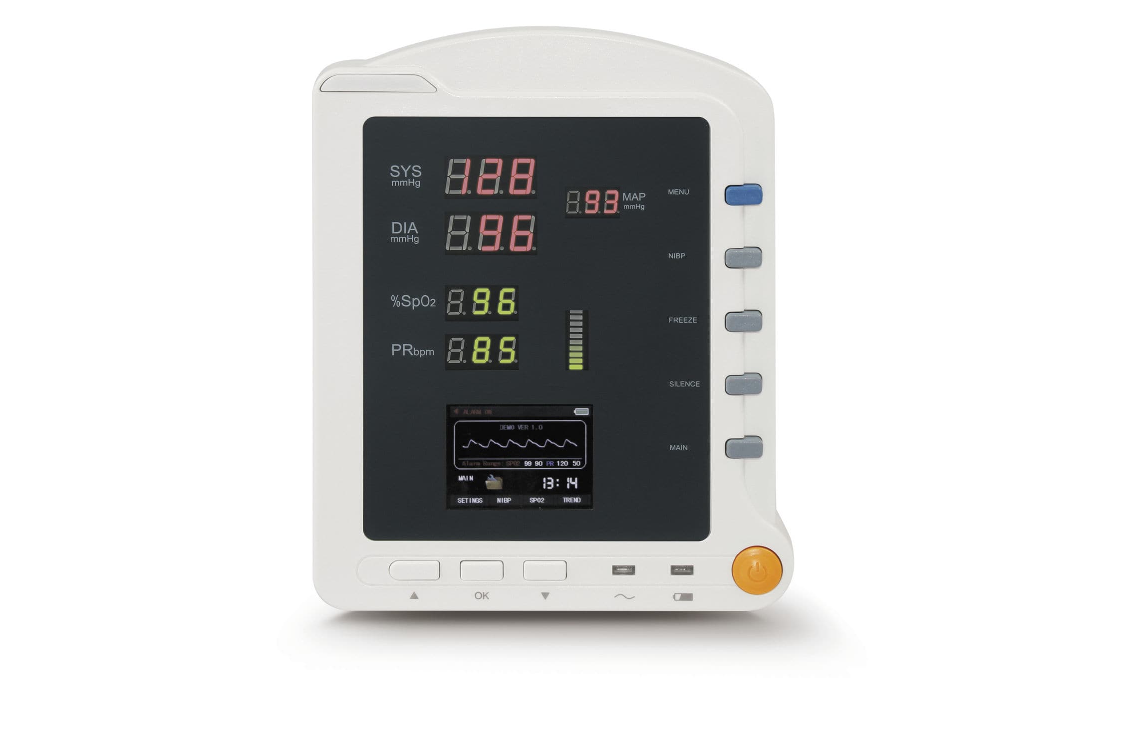 Moniteur De Signes Vitaux 8 Paramètres - ECG, Tension (NIBP), SpO2, Respiration, Température, Portable Pour Hôpital Ou Clinique