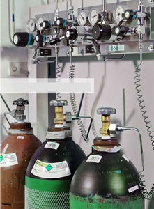 unité de distribution de gaz médicaux avec bouteille d'oxygène