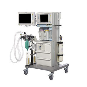 station d'anesthésie sur chariot / avec monitoring respiratoire / avec mélangeur de gaz électronique