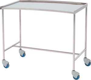 table à instruments auxiliaire / avec étagères / sur roulettes / en acier inoxydable