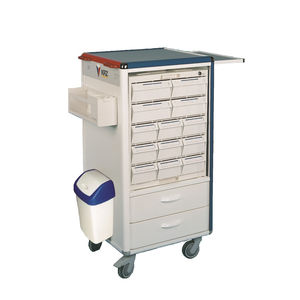 chariot de distribution de médicaments / pour médicament / avec tiroir / avec porte-déchet