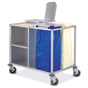 chariot de transport / de blanchisserie / poubelle / avec étagère