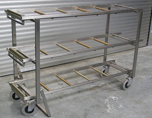 rayonnage 3 étagères / de stockage mortuaire / en inox / mobile
