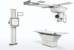 système de radiographie / numérique / pour radiographie polyvalente / avec bras porte-tube plafonnier télescopique