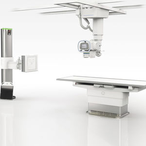 système de radiographie / numérique / pour radiographie polyvalente / avec bras porte-tube plafonnier télescopique