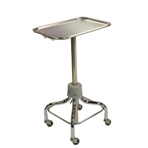 table à instruments à hauteur variable / en acier inoxydable / sur roulettes
