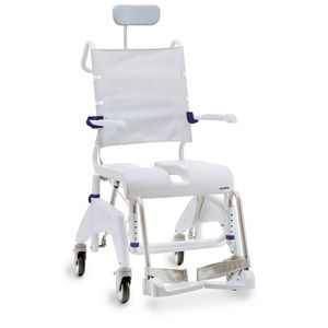 chaise de douche / sur roulettes / avec ouverture hygiénique