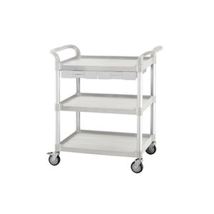 chariot multifonction / à usage général / 3 plateaux / avec porte-déchet