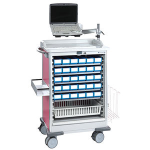 chariot de distribution de médicaments / avec étagère / en aluminium anodisé
