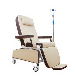fauteuil de prélèvement sanguin manuel / 3 sections / sur roulettes / avec repose-jambes