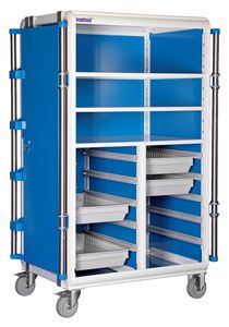 chariot de transport / avec étagère / 2 portes / modulaire