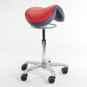tabouret dentaire / à hauteur variable / en forme de selle / sur roulettes
