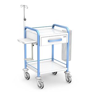 chariot multifonction / pour instruments / avec tige porte-sérum / en acier inoxydable