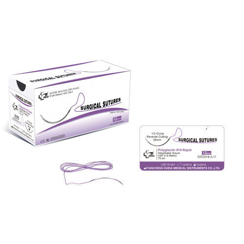 Fil de suture résorbable - Polyglactin 910 - Jiangsu Huida Medical Instruments - chirurgie générale / 11-0 / 10-0