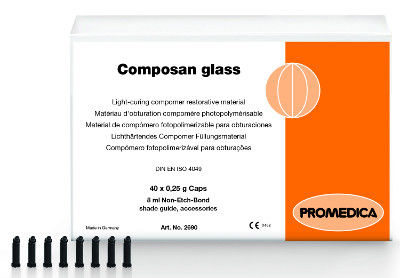 Matériau dentaire en compomère - Composan glass - Promedica Dental Material GmbH   - verre ionomère / de fluorure / pour obturation canalaire