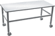 table de travail / rectangulaire / en acier inoxydable / sur roulettes
